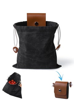 اشتري Fruit Storage Bag, Outdoor Picking Fruit Bags, Waxed Canvas Foraging Pouch, Foldable Leather Belt Pouch with Drawstring Multi Purpose Picking Bag for Camping, Shells, Treasures, Travel, Hiking في الامارات