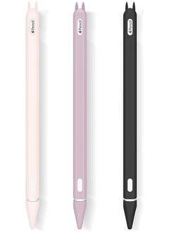 Buy 3 Pack Silicone Case for Apple Pencil 2nd Generation Holder Sleeve Skin Cover Accessories for iPad Pro  ,Cute Soft Grip Pouch Cap Holder and 3 Protective Nib Covers-Purple,Pink,Black in UAE