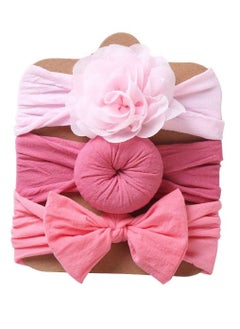 Buy The Girl Cap Elastic Baby Headband Stretchable Nylon Assorted Hairbands Hair Accessories for Baby- Light Pink Dark Pink  Peach - 3PCS in UAE