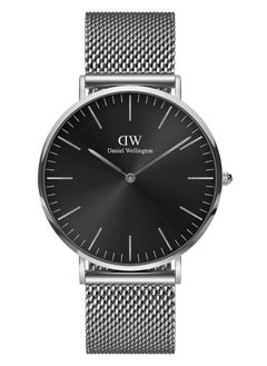 Buy Classic Mesh Onyx Black Round Watch for Men 40mm Dial with Silver Stainless Steel Strap DW00100629 in Saudi Arabia