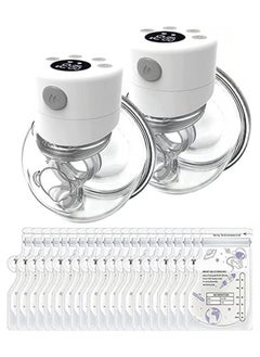 Buy Pack Of 2 Electric Hands Free Wearable Breast Pump With 30 Pcs Breastmilk Storage Bags in UAE