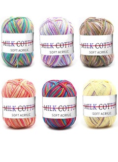 Buy Crochet Yarn Multicolored, 6Pcs Acrylic Soft Yarn Hand Acrylic Knitting Yarn for Knitting Crochet and Crafts, Great for Garments, Sweaters, Scarves, Hats, and Craft Projects in Saudi Arabia