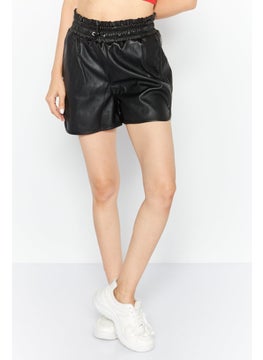 اشتري Women Tall Fit Solid Leather Basic Short, Black في الامارات