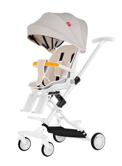 Buy Lightweight Baby Stroller, Can Lie Flat and Swivel, Travel essential, Can Fold The Stroller，Elegant Baby Stroller(Beige) in UAE