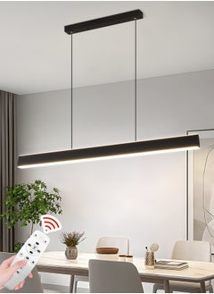 اشتري LED Linear Pendant Light Minimalist Island Chandelier,120cm 48W Dimmable Long Stripes Pendant Light with Remote Control Height-Adjustable Chandelier Acrylic Shade for Dining Room في الامارات