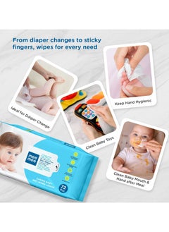 Buy Mee Mee Caring Baby Wet Wipes with Lemon Fragrance (72 pcs/pack) (Pack of 3) in UAE