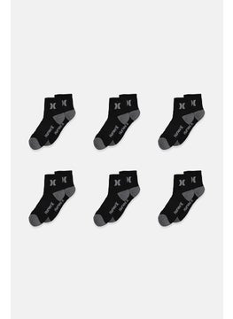 اشتري Men 6 Pair Brand Logo Quarter Crew Socks, Black في الامارات