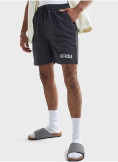 Buy Slogan Drawstring Shorts in UAE