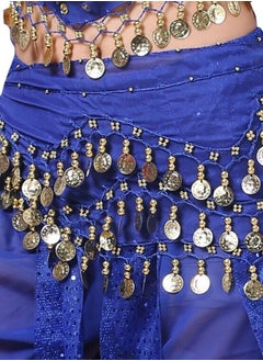 اشتري Belly Dance Belt With Coins Pendant Waist Chain Skirt Hip Scarf Belt Dance Costume Accessory Dark Blue في الامارات