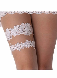 اشتري Wedding Garters for Bride, Adjustable 40-60 cm Lace Bridal Garter Set for Women Bride (White) في السعودية