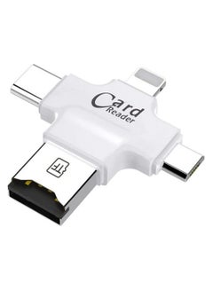 Buy 4 In 1 USB Otg Tf Micro Sd Card Reader White in UAE