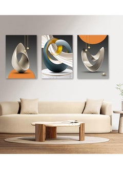 Buy Framed Wall Art Set of 3 Piece (50x70 cm each) Minimalist Abstract Canvas Paintings for Living Room Wall Decoration For Bedroom Bathroom Wall Pictures Artwork For Office With Frame in UAE