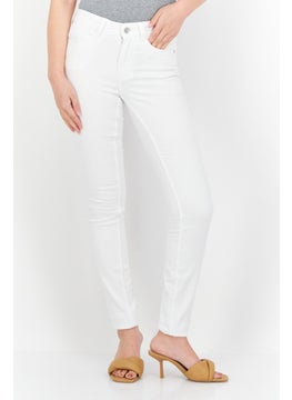 اشتري Women Slim Fit Plain Denim Jeans,White في الامارات