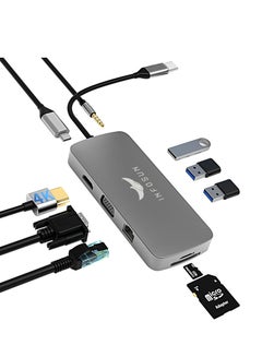 Buy INFOSUN USB C Hub 10 in 1 4K@30Hz HDMI Type C to VGA Dongle Hub Type C with Gigabit Ethernet, VGA, USB 3.0 Ports, SD/TF Cards Reader Multiport Adapter in Saudi Arabia