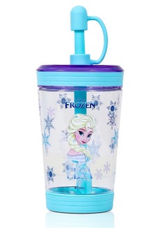 Buy Disney Frozen Princess Elsa Tritan Sipper Tumbler Water Bottle w/ Straw And Leash Lid - Blue(480ml) in Saudi Arabia