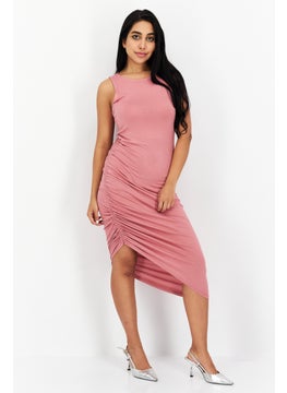 Buy Women Solid Causal Bodycon Dress, Dusty Pink in Saudi Arabia