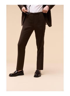 اشتري Slim Fit Brown Texture Suit Trousers في الامارات