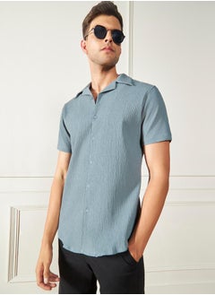 Buy Regular Fit Textured Casual Shirt in Saudi Arabia