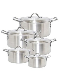 Buy 10-Piece Cooking Pot Set Silver in UAE