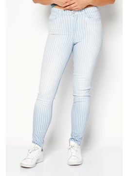 Buy Women Skinny Fit Stripe Jeans, Blue in UAE