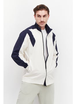 اشتري Men Sportswear Fit Brand Logo Training Jacket, Navy/Beige في الامارات