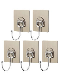 Buy 5-Piece Self Adhesive Large Heavy Duty Wall Hooks Gold in UAE