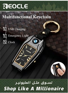 Buy Metal Multifunction Watch Cigarette Lighter Personalized Car Keychain Watch Multifunctional Rechargeable With Compass Gadgets in Saudi Arabia