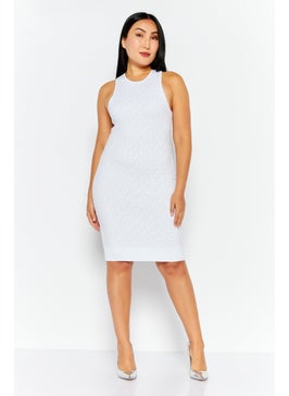 Buy Women Brand Logo Bodycon Dress, White in UAE