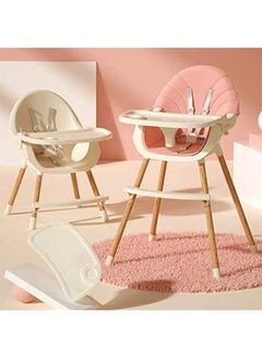 Buy Baby Dining Chair 3-in-1 Portable High Chairs ，Adjustable Height Foldable Toddler Seat ，Safe Toddler's Dining Chair with Meal Tray for Your Baby (white+pink) in UAE