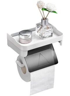 Buy Toilet Paper Holder, Self Adhesive Toilet Roll Holder, Toilet Paper Holder with Shelf, Wall Mount Toilet Paper Roll Holder, Toilet Tissue Holder for Bathroom, Kitchen, Washroom in Saudi Arabia