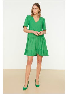 اشتري Emerald Green Wide Cut Mini Woven Dress TWOSS20EL0400 في مصر