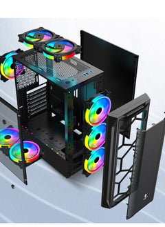 Buy Desktop Computer Case, Chassis, Black, Gaming Computer Case, Tempered Glass, Without Cooling Fan, MATX Cace in Saudi Arabia