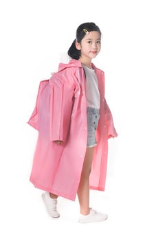 اشتري Raincoat for Kids, Boys and Girls Hooded Poncho Can Carry School Bags Large Raincoat Reusable Poncho Jacket Applicable Height 1.1-1.5M Kids(Pink) في السعودية