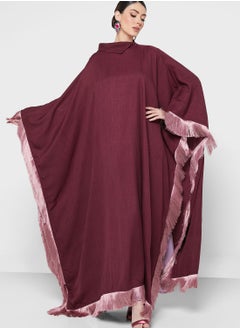 Buy Cape Sleeve Fringe Hem Abaya in UAE