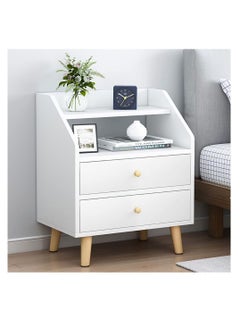 Buy Minimalist Bedside Table, 60*40*60cm Nightstand End Table Side Table Storage Cabinet with Drawers White in UAE