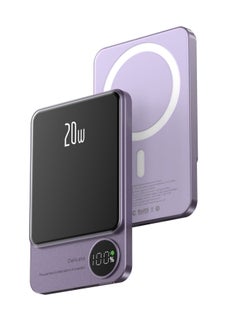 Buy 10000mAh Mag-Safe Fast Charging Power Bank Compatible for iPhone 14/13/12 Mini Plus Pro Max Purple in UAE