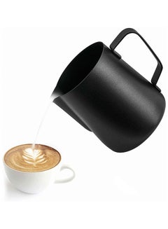 Buy Milk Frothing Pitcher Stainless steel, Latte Art Cup 350ML Black in Saudi Arabia
