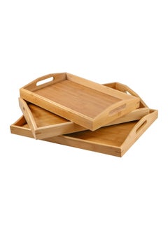 Buy Bamboo Serving Trays Set with Handles 3 Pieces with Different Sizes in Egypt