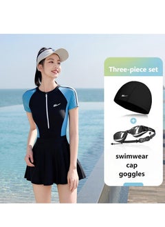 Buy Women's Summer Swimwear With Swimming Goggles and A Swimming Cap in UAE