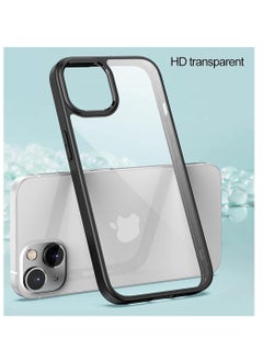 اشتري Case Compatible iPhone 13/14Silicone Soft Black TPU Bumper and Transparent Hard PC Case [Shockproof] [Anti-Scratch] Slim Lightweight Cover/Coque for iPhone 13/14 Case 5G (6.1 Inches) -Black/Clear في مصر