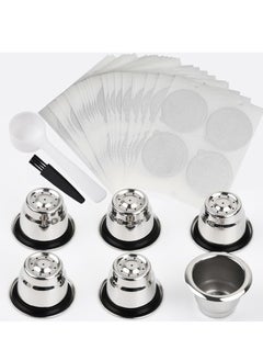 اشتري Reusable Capsules for Nespresso Originalline, 6PCS Refillable Espresso Coffee Pods with Brush and Scoop, Stainless Steel Cups Filters Compatible for Nespresso Machine(6 Cups + 50lids) في السعودية