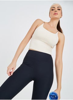 اشتري Contrast Straps Cross Back Longline Sports Bra في السعودية