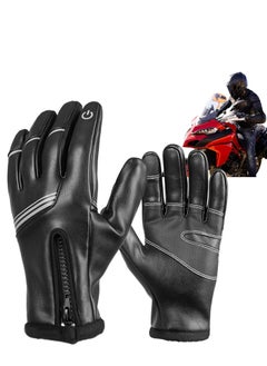 اشتري Motorcycle Gloves Touchscreen Men's Glves for PU Leather, Windproof and Waterproof Soft Cozy Motorbike Men Touch Screen Riding for Outdoor Running Sports Cycling Bike في السعودية