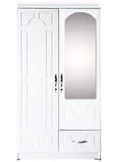 اشتري 2 Door Wooden Wardrobe Cabinet Cupboard Engineered Wood Perfect Modern Stylish Heavy Duty White في الامارات