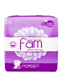 Buy Natural Cotton Feel Maxi Feminine Napkin Pads Folded with Wings -  Super 60 Pads in UAE