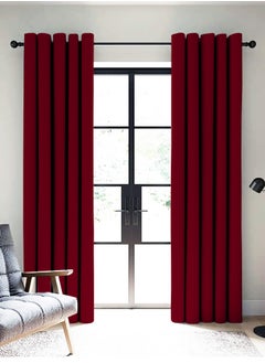 Buy Amali Blackout curtains 2 Panels for living room Decor or bedroom window noise reduction and light blocking with 20 Grommets in 2 panels long 274cm and 127cm in width Maroon Curtains Maroon in UAE