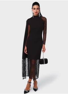 Buy Embellished Mesh Cape Dress in UAE