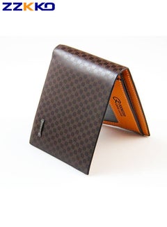 Buy Men's Business Casual Wallet with Multiple Card Slots,Fashionable PU Leather Plaid Large-Capacity Card Holder,Ultra-Thin Portable Foldable Wallet for Men,Creative Short High-Quality Cash Holder,Brown in Saudi Arabia