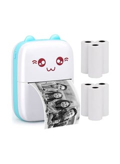 Buy Portable Bluetooth Thermal Printer with 5 Rolls Printing Paper for IOS Android Smartphone in Saudi Arabia
