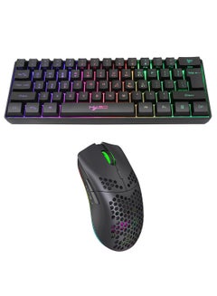 Buy Wireless Gaming Keyboard 2200mAh Backlit Mini 61 Key With Bluetooth and 7 Keys Colorful Lighting Programmable Gaming Wireless Mouse in UAE